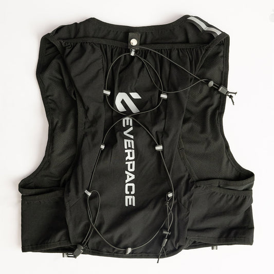 A back view of the Everpace running vest with a drawstring, on a white background