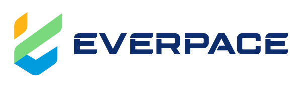 Everpace logo with colorful geometric design on a clear background