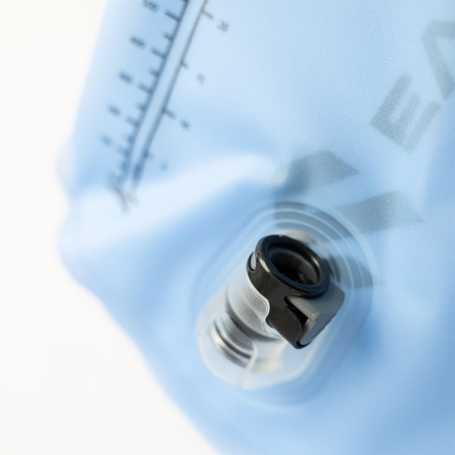 Close-up of a black bladder tube connector.