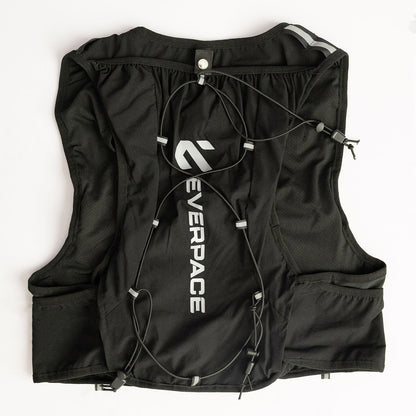 A back view of the Everpace running vest with a drawstring, on a white background